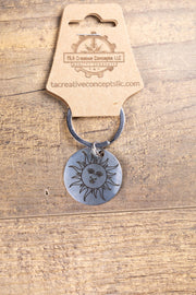Stainless Steel Sun Keychain – Laser Engraved Double Sided Celestial Charm