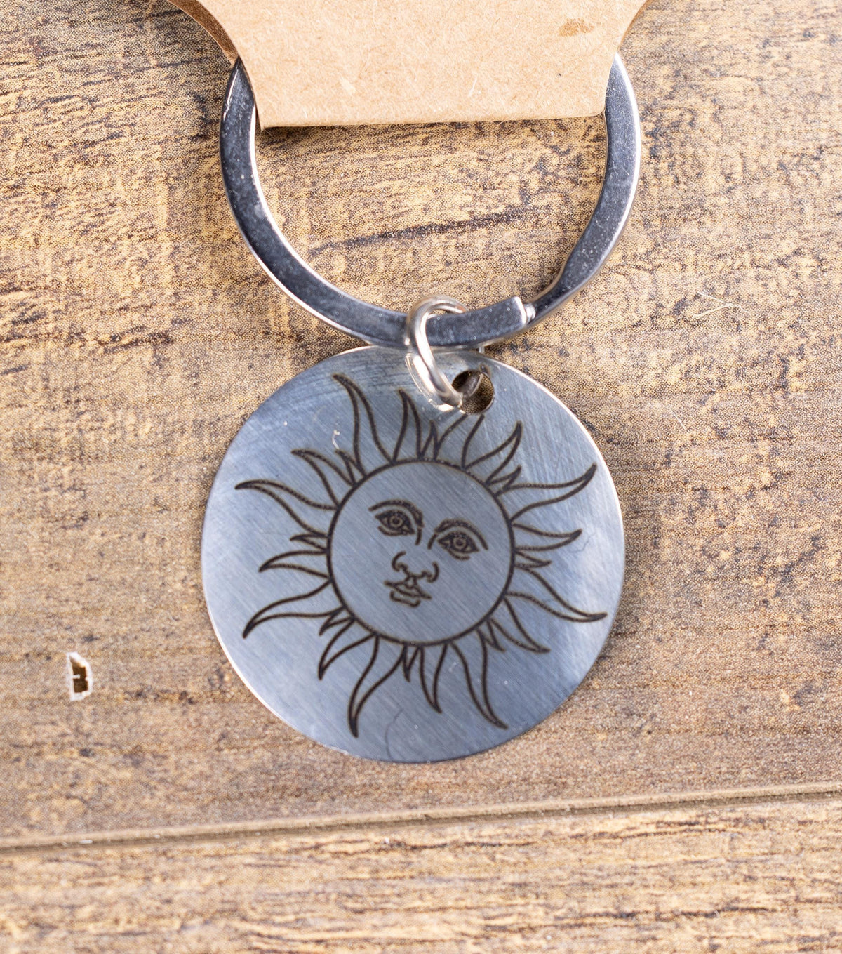 Stainless Steel Sun Keychain – Laser Engraved Double Sided Celestial Charm