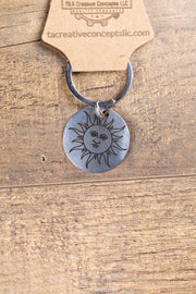 Stainless Steel Sun Keychain – Laser Engraved Double Sided Celestial Charm