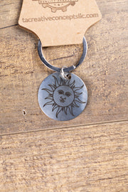 Stainless Steel Sun Keychain – Laser Engraved Double Sided Celestial Charm