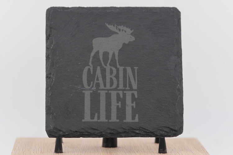 Cabin Life Coasters: Rustic Slate Drinkware (4 Pieces, 4x4")