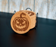 Halloween Pumpkin Coasters – Natural Cork Set | Laser Engraved Pumpkin Coaster Holder