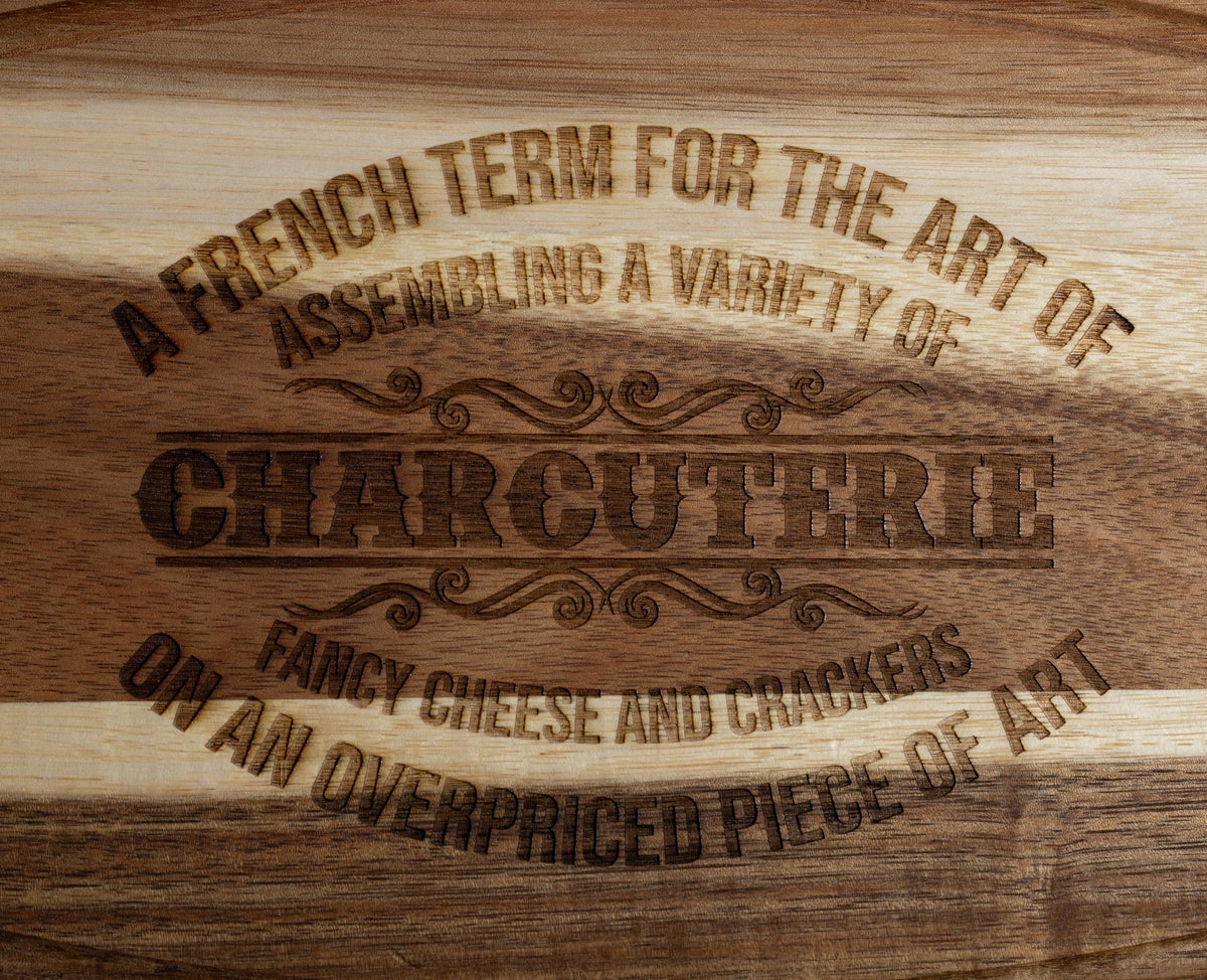 Rustic Acacia Charcuterie | 10 Inch Laser Engraved Wood Board – Unique Hostess Gift