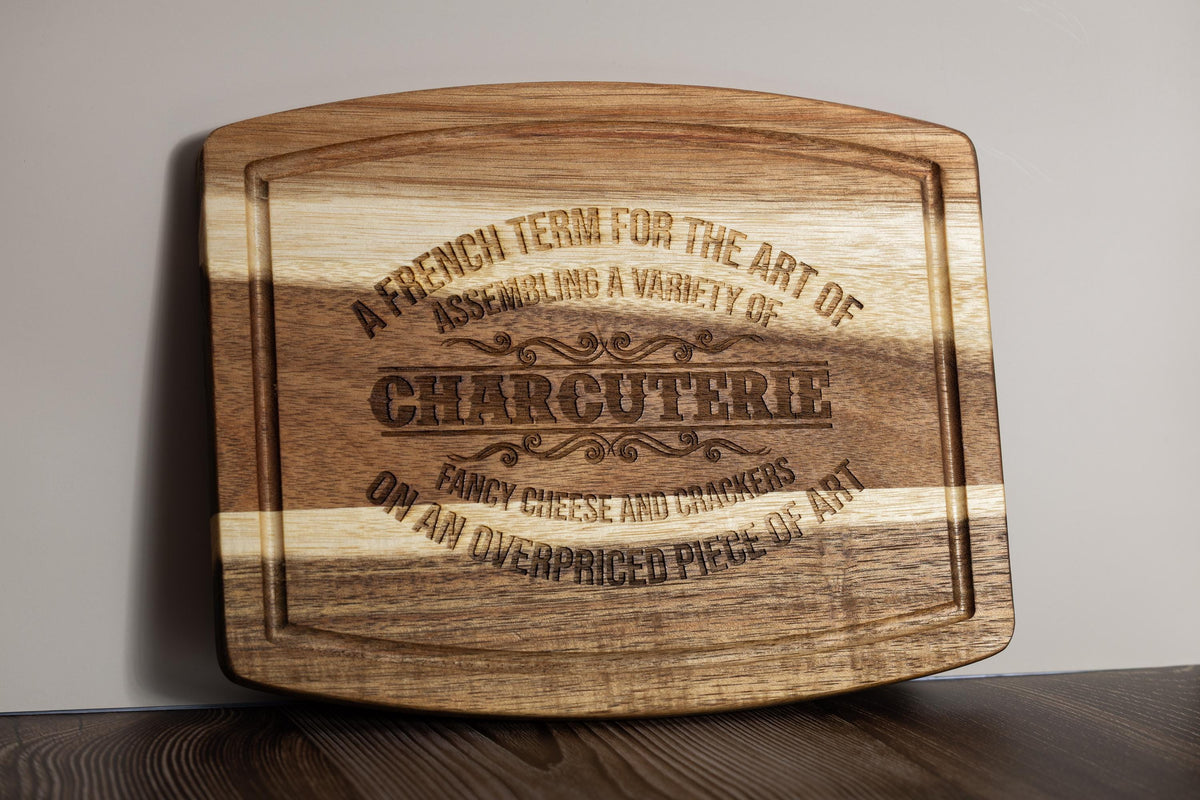 Rustic Acacia Charcuterie | 10 Inch Laser Engraved Wood Board – Unique Hostess Gift