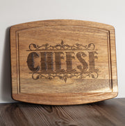 Acacia Wood Serving Tray - Rustic Cheese Charcuterie Board With Engraved Design