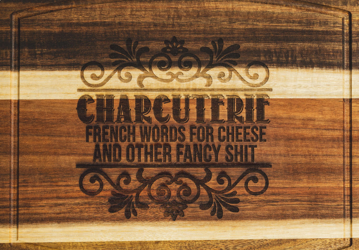 Acacia Wood Charcuterie - Handmade Engraved Snack Board 10x12 Inches