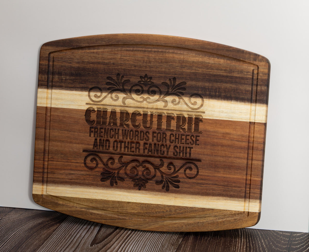 Acacia Wood Charcuterie - Handmade Engraved Snack Board 10x12 Inches