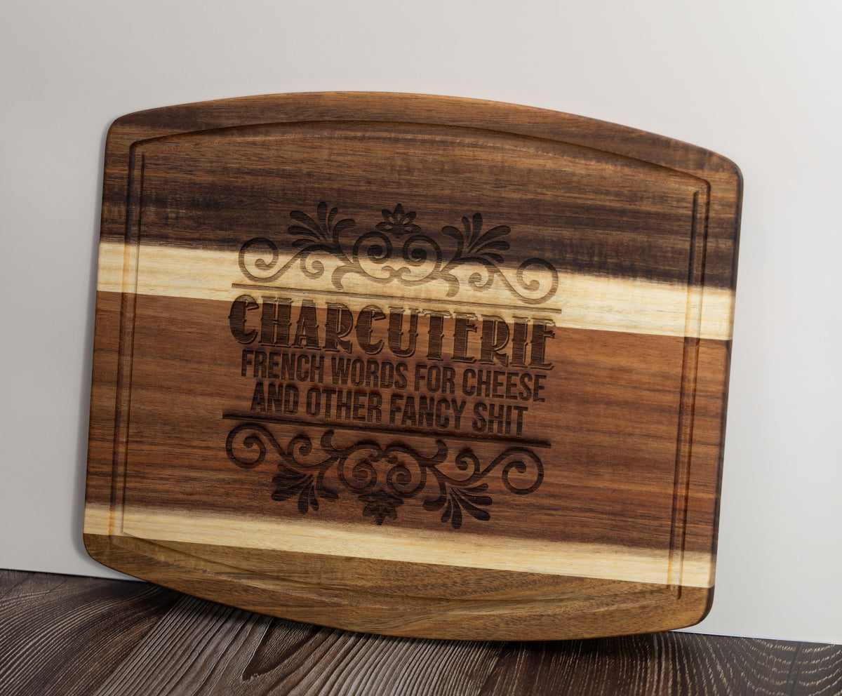 Acacia Wood Charcuterie - Handmade Engraved Snack Board 10x12 Inches