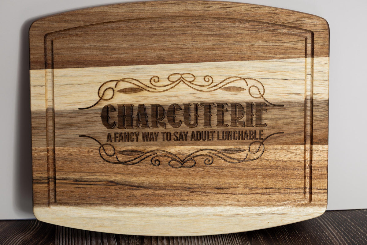 Adult Lunchable Serving Board – Laser Engraved Acacia Wood Charcuterie Tray