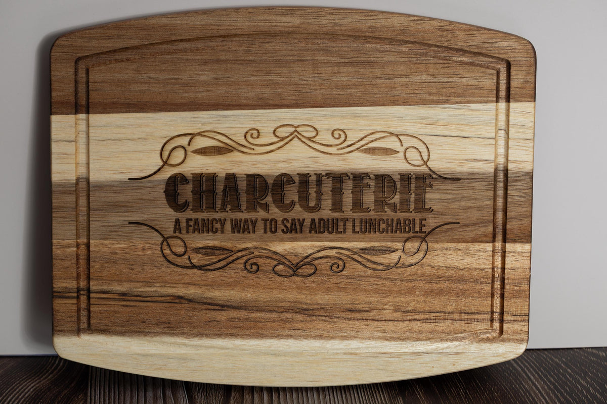 Adult Lunchable Serving Board – Laser Engraved Acacia Wood Charcuterie Tray
