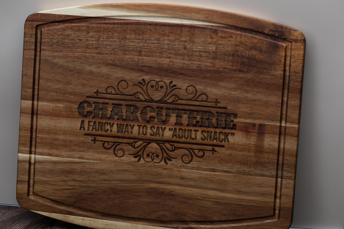Funny Adult Snack Board - Acacia Wood Charcuterie Serving Tray | Laser Engraved Gift