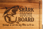Funny Charcuterie Board - Acacia Wood Tray | Shark Coochie Gift, Durable Snack Serving
