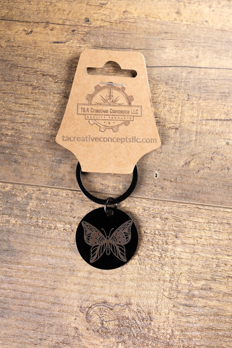 Butterfly Keychain: Nature Inspired Design - Black Stainless Steel