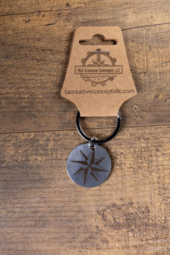 Nautical Star Keychain: Coastal Style Accessory (Double-Sided Stainless Steel)