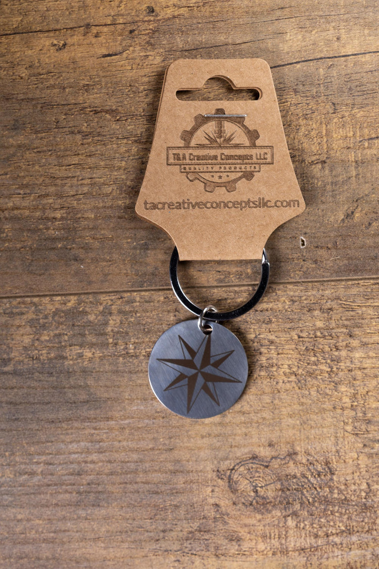 Nautical Star Keychain: Coastal Style Accessory (Double-Sided Stainless Steel)