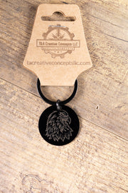 Black Stainless Steel Keychain - Laser Engraved American Eagle Design, Rust Resistant