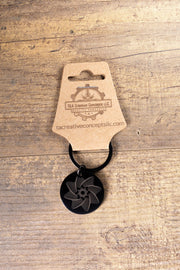 Matte Black Star Keychain - Double-Sided Laser Engraved Spiral Design, Durable Steel