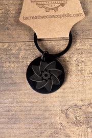 Matte Black Star Keychain - Double-Sided Laser Engraved Spiral Design, Durable Steel