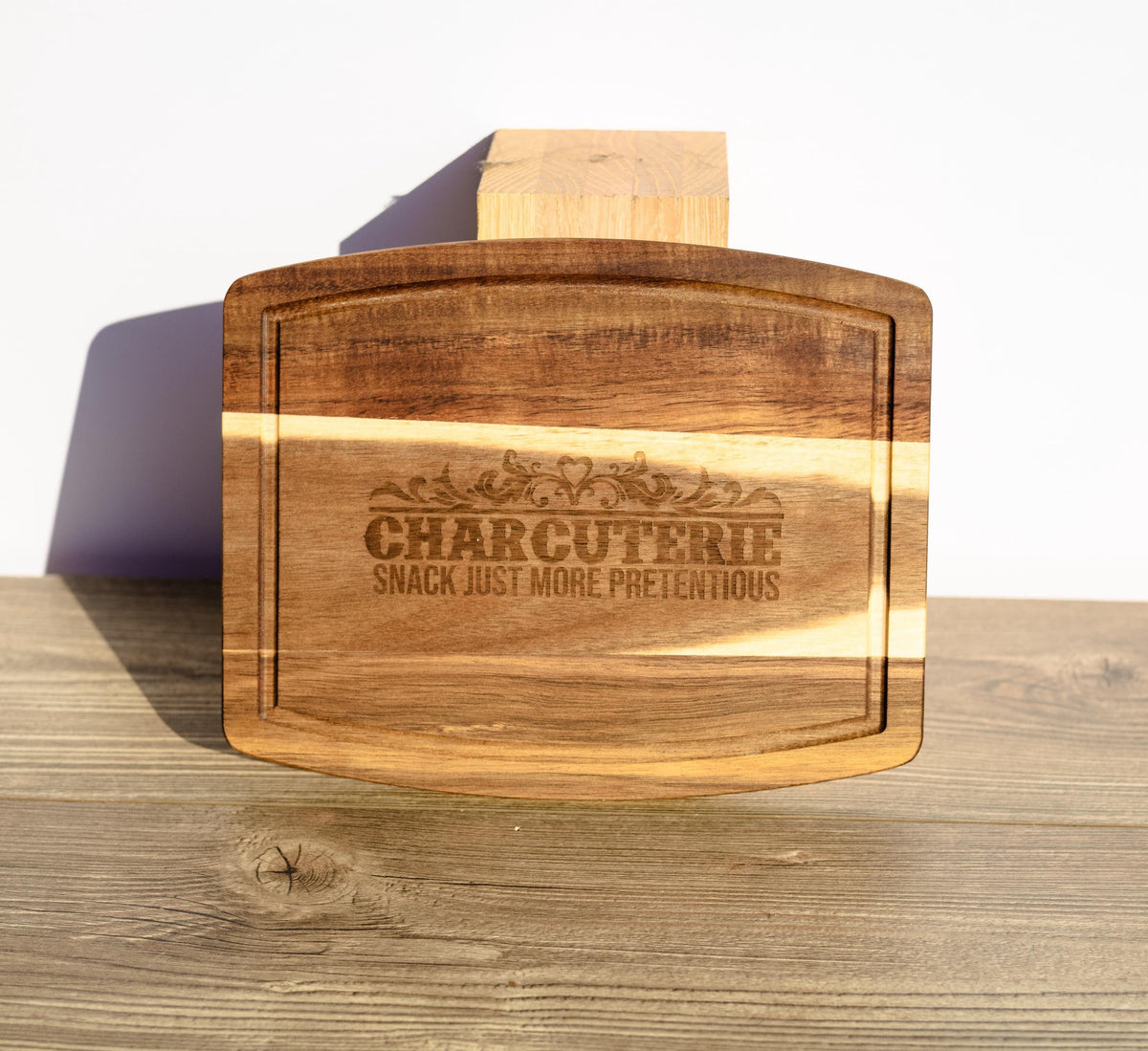Acacia Charcuterie Board - Rustic Serving Tray With Laser Engraved Design