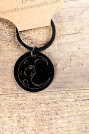 Moon Keychain – Black Stainless Steel | Laser Engraved Celestial Night Sky Accessory