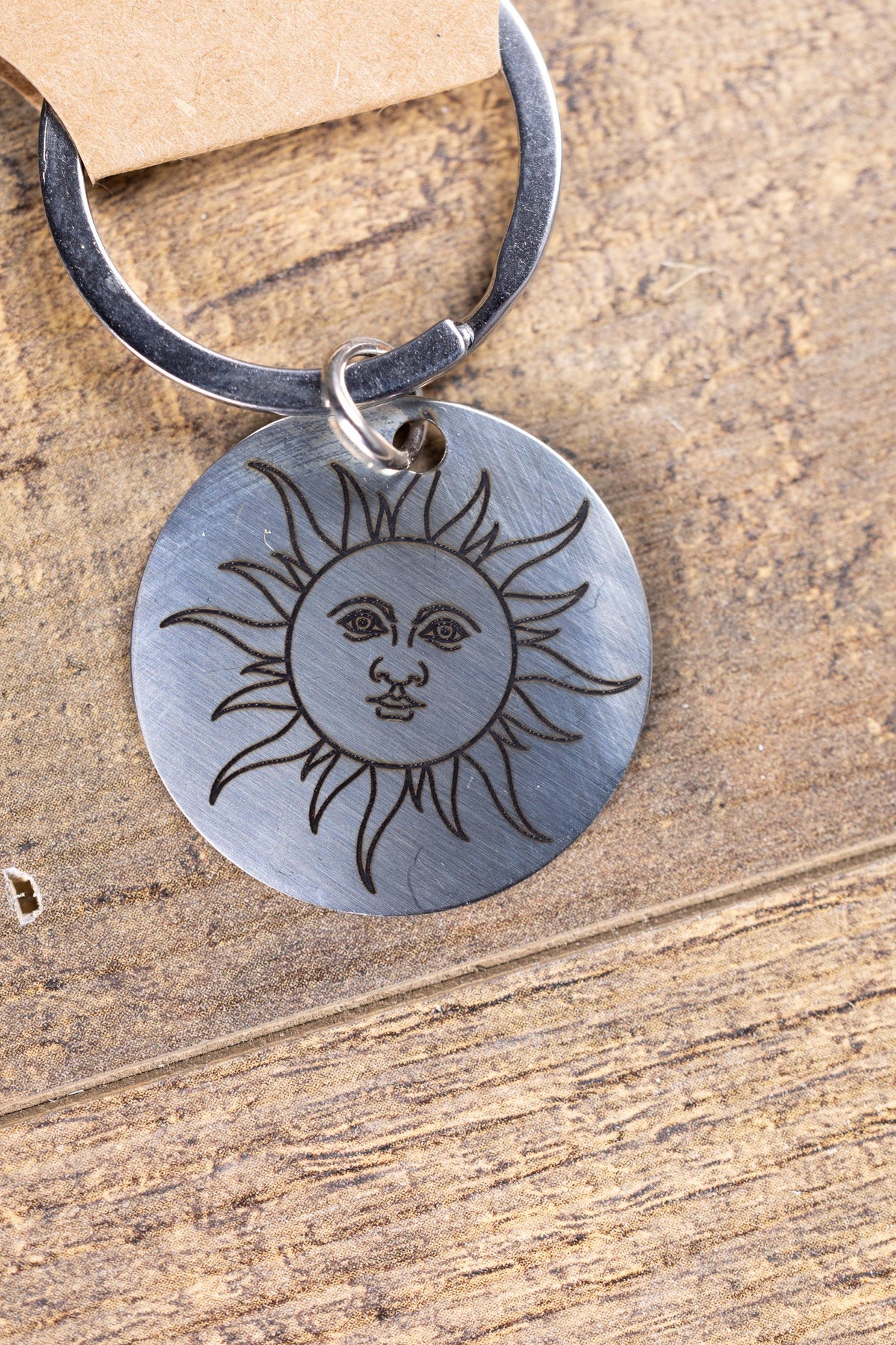 Stainless Steel Sun Keychain – Laser Engraved Double Sided Celestial Charm