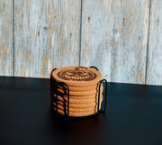 Halloween Pumpkin Coasters – Natural Cork Set | Laser Engraved Pumpkin Coaster Holder