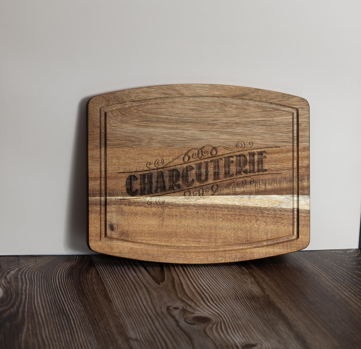 Rustic Acacia Charcuterie Board - Laser Engraved Wooden Serving Tray 8x10