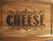 Acacia Wood Serving Tray - Rustic Cheese Charcuterie Board With Engraved Design