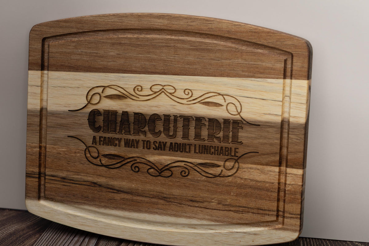Adult Lunchable Serving Board – Laser Engraved Acacia Wood Charcuterie Tray