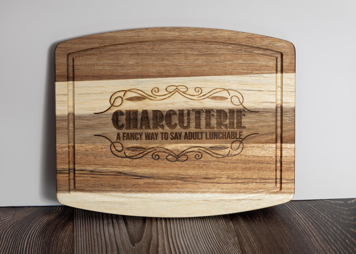 Adult Lunchable Serving Board – Laser Engraved Acacia Wood Charcuterie Tray