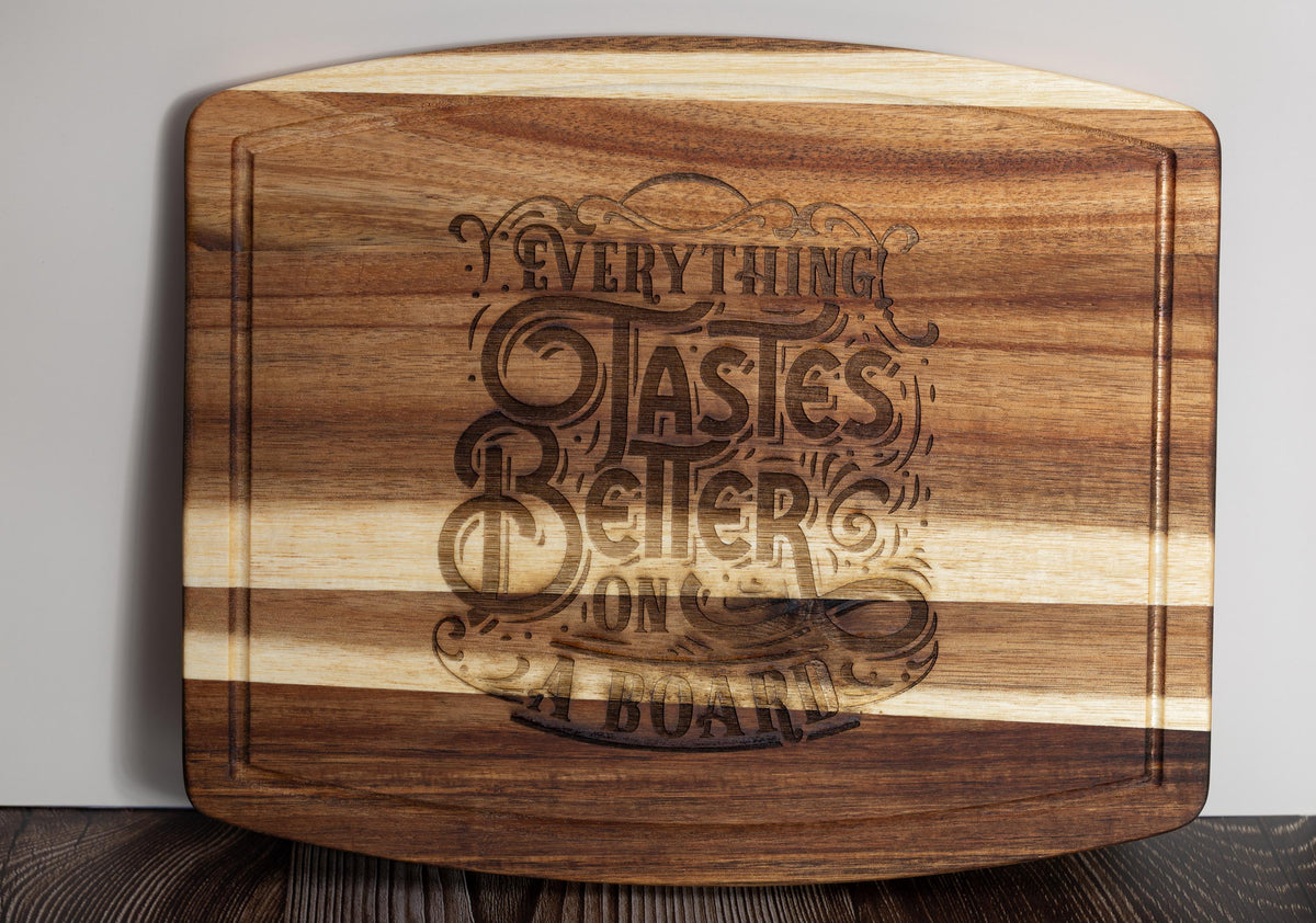 Acacia Wood Charcuterie Board - Laser Engraved Funny Snack Platter, Durable Serving Tray 10x12
