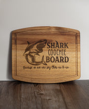 Funny Charcuterie Board - Acacia Wood Tray | Shark Coochie Gift, Durable Snack Serving