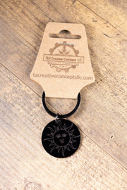 Matte Black Sun Keychain – Laser Engraved Minimalist Sun Charm, Durable Everyday Accessory