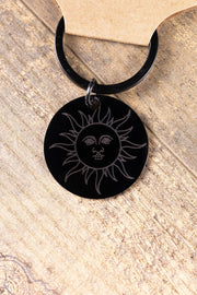 Matte Black Sun Keychain – Laser Engraved Minimalist Sun Charm, Durable Everyday Accessory
