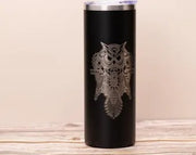 Owl Tumbler: Steampunk Laser Engraved Design (20oz Stainless Steel)