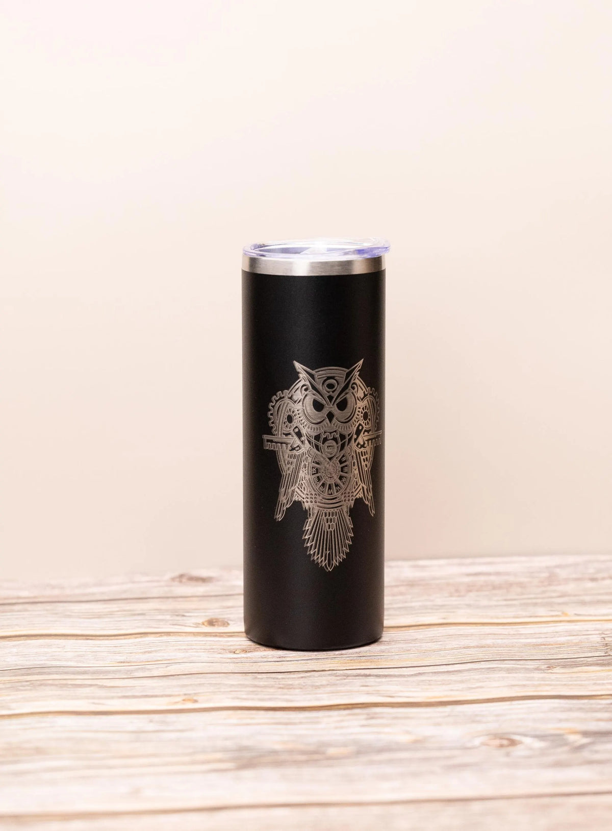 Owl Tumbler: Steampunk Laser Engraved Design (20oz Stainless Steel)