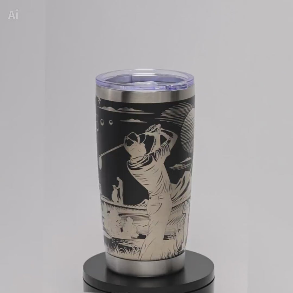 Golf Stainless Steel Tumbler - Laser Engraved 20oz | Custom Color, Double Wall Insulation