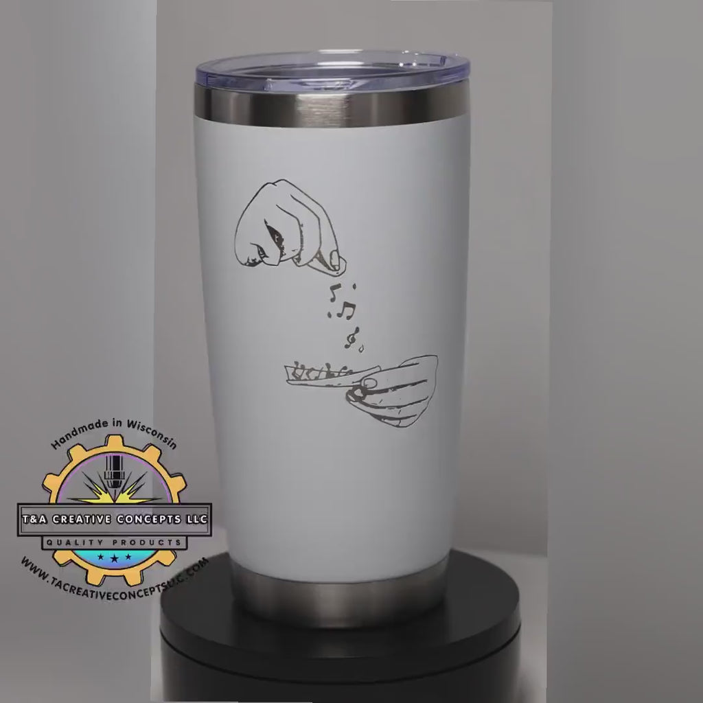 Music Stainless Tumbler - 20 oz Laser Engraved Cup | Custom Color, Vacuum Insulated