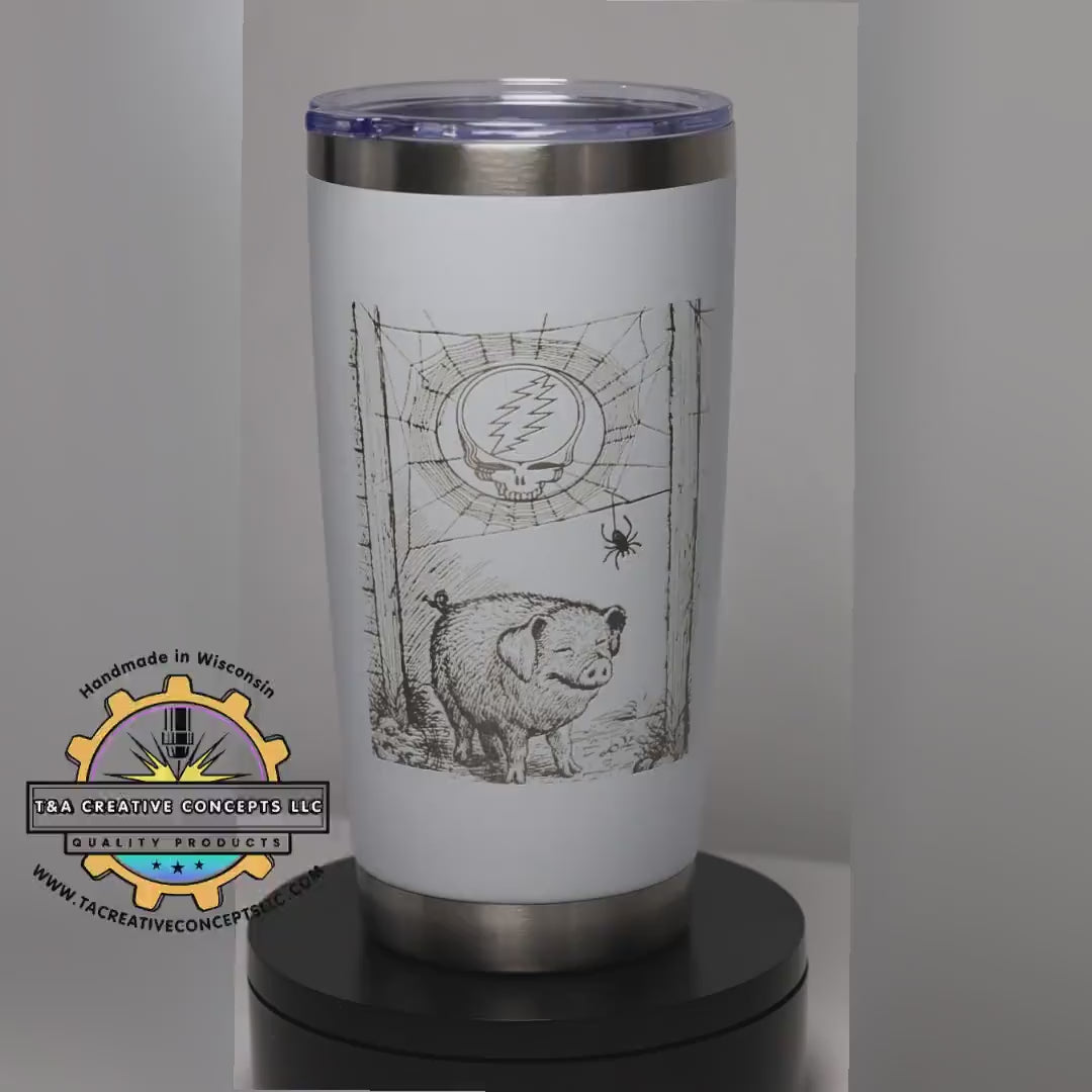 Lightning Skull Tumbler - Engraved Stainless Steel Jam Band Drinkware 20 oz