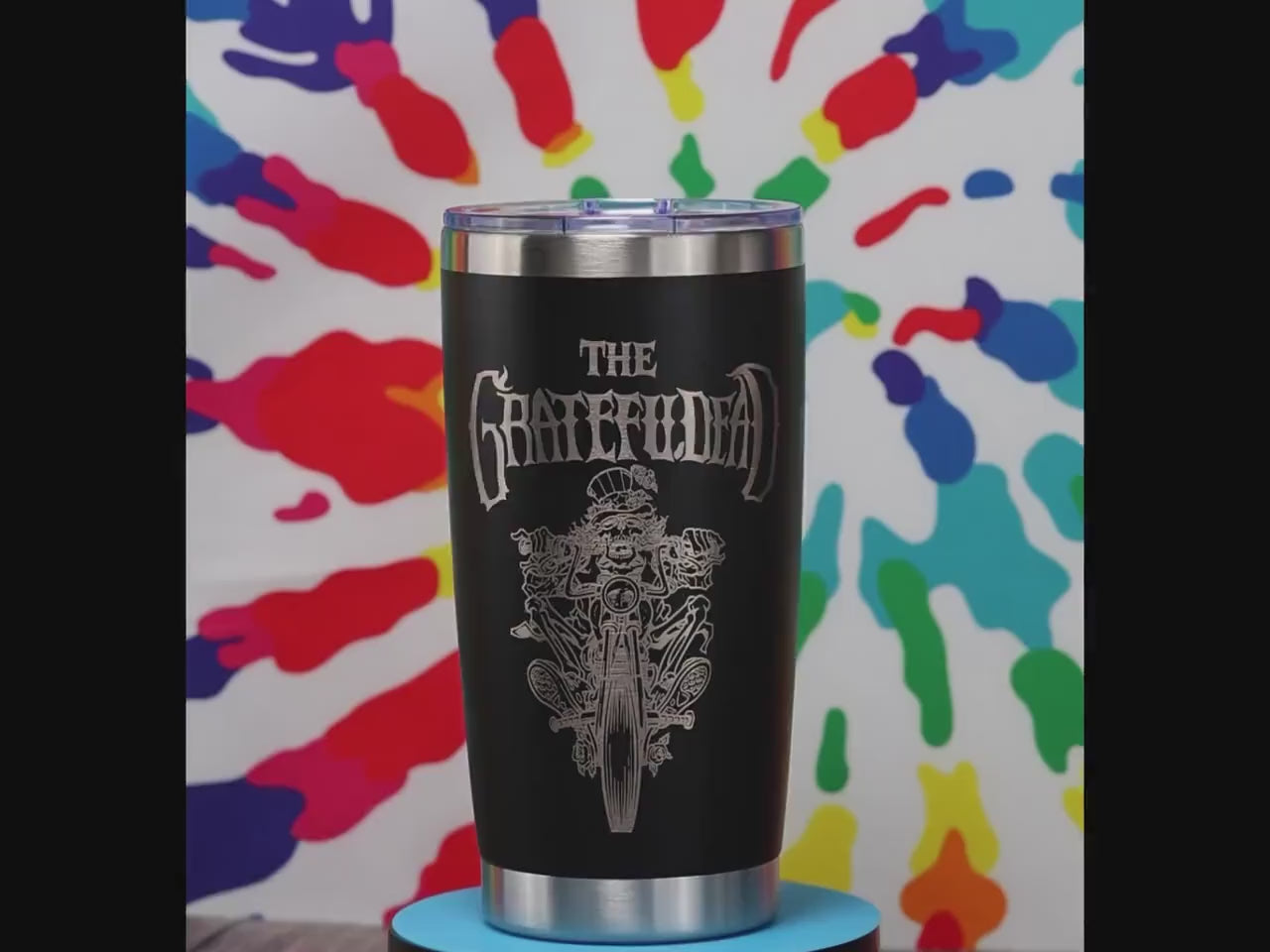 Insulated Steel Tumbler – Grateful Dead Uncle Sam Biker Design, 20oz Vacuum Mug